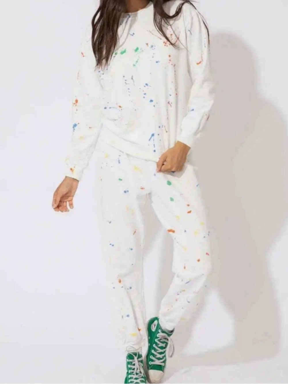 Sub_Urban Riot White Sweatshirt with Blue and Yellow Paint Splatters